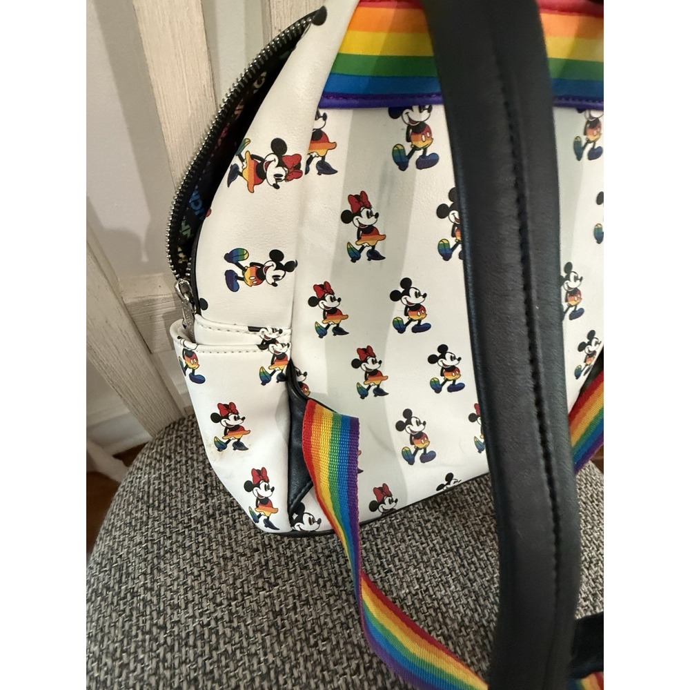 Disney Mickey Minnie Rainbow Pride Loungefly Backpack See Pics - Picture 9 of 12